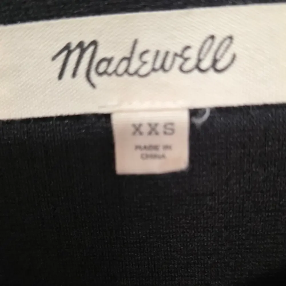 Madewell Crepe Square-Neck Puff-Sleeve Top True Black Size XXS